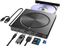 Portable External CD/DVD Drive – USB 3.0 & USB-C, Plug & Play, Slim Design